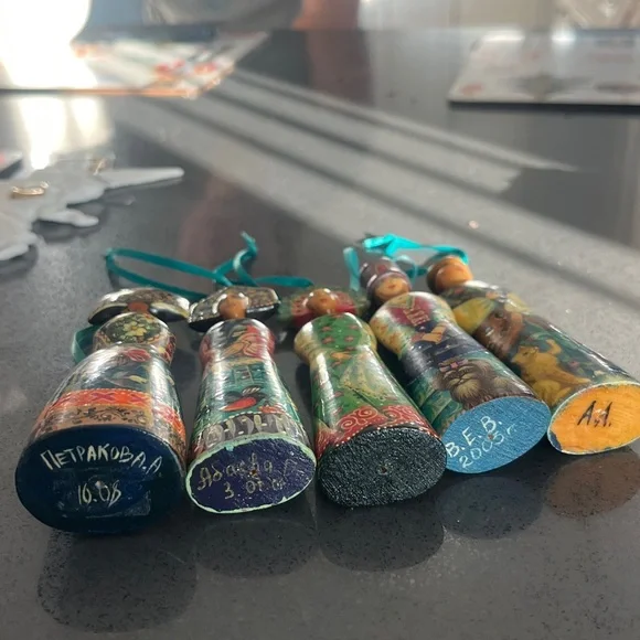 Vintage Wood Hand painted Russian Ornaments Nesting doll style - Picture 17 of 17